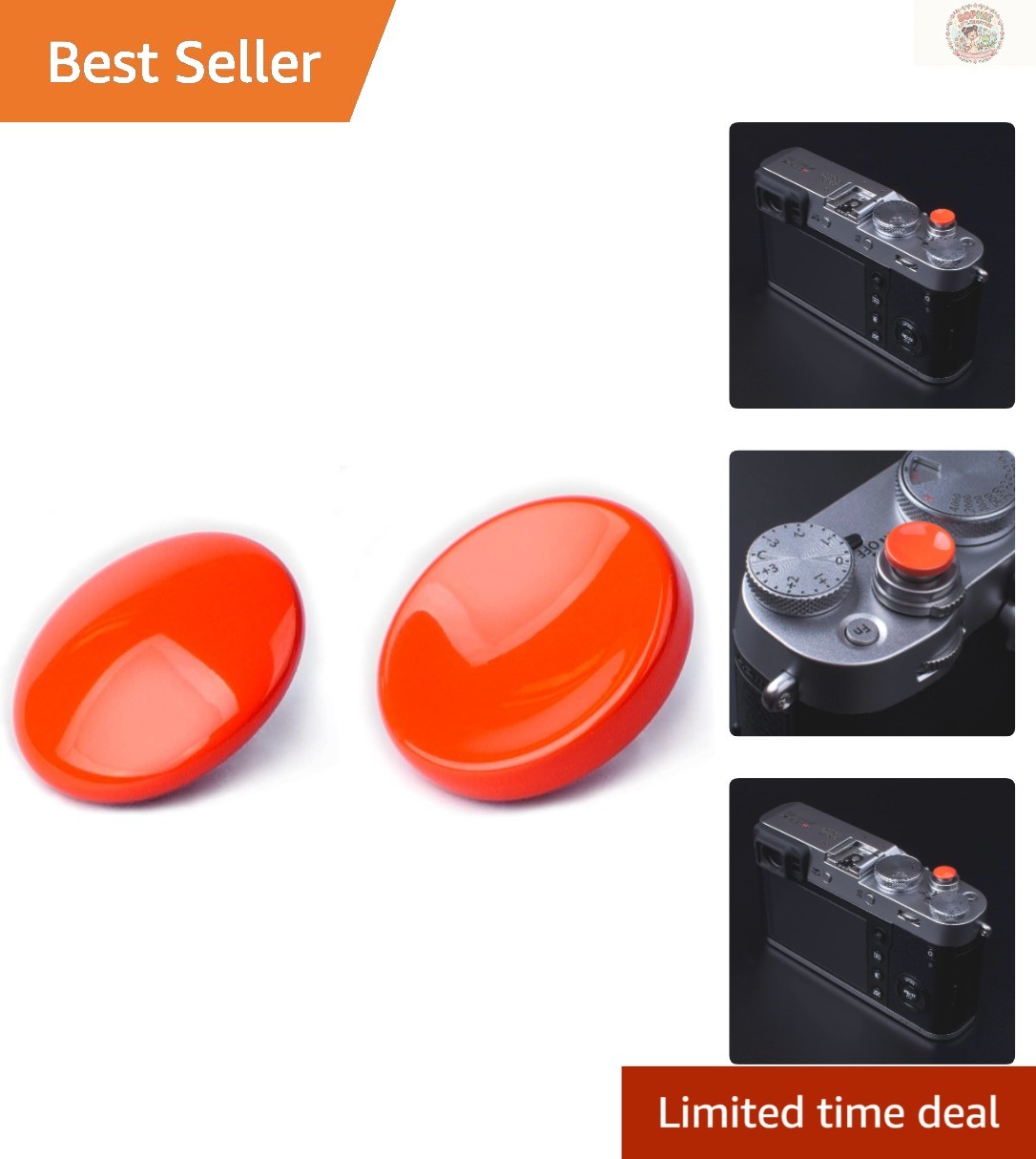Orange Brass Camera Shutter Release Buttons - 11mm Concave & 10mm Convex