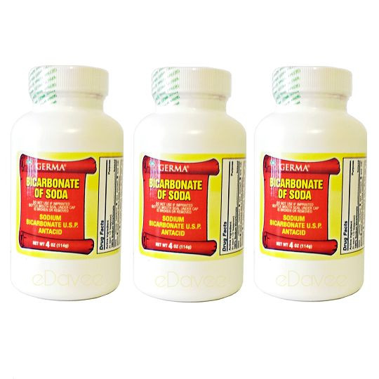 Sodium Bicarbonate USP Oral Powder Bicarbonato de Soda Antacid Digestion 4oz 3pk