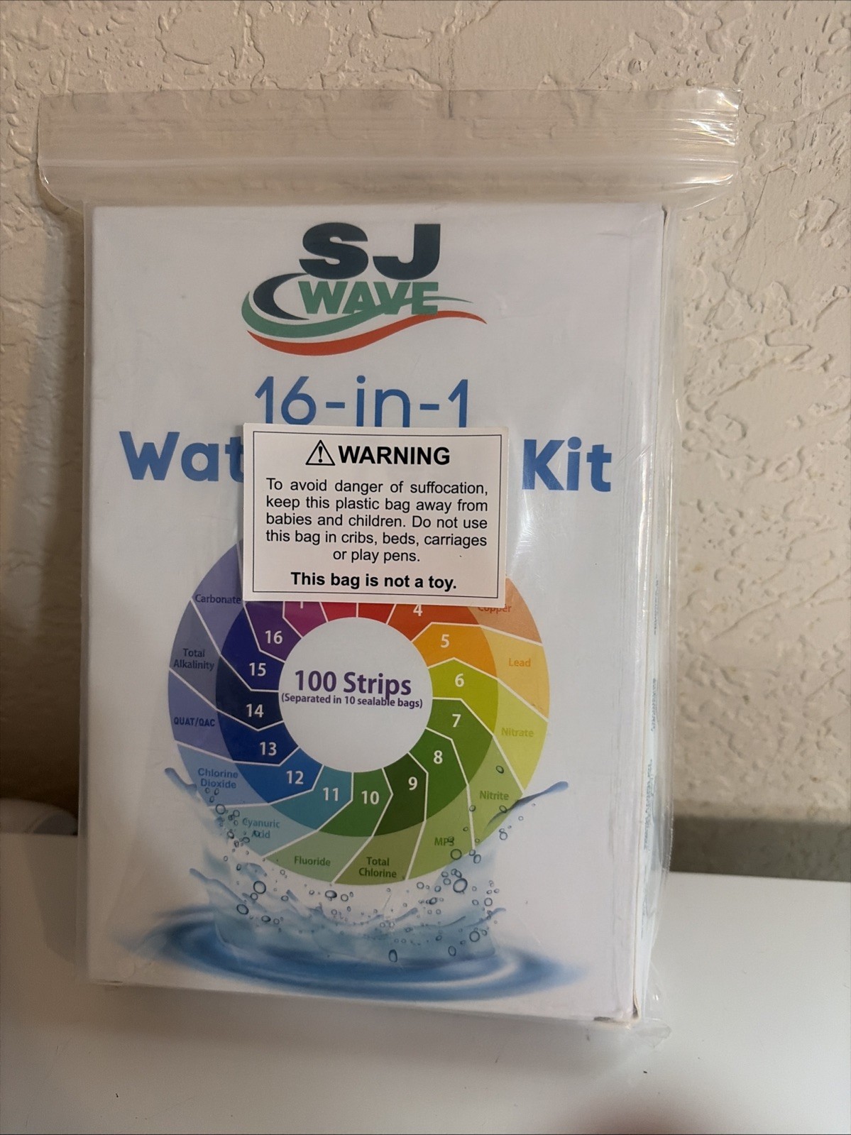 16-in-1 Water Test Kit 10 sealable bags - 100 Strips  Results In 60s (set of 3)