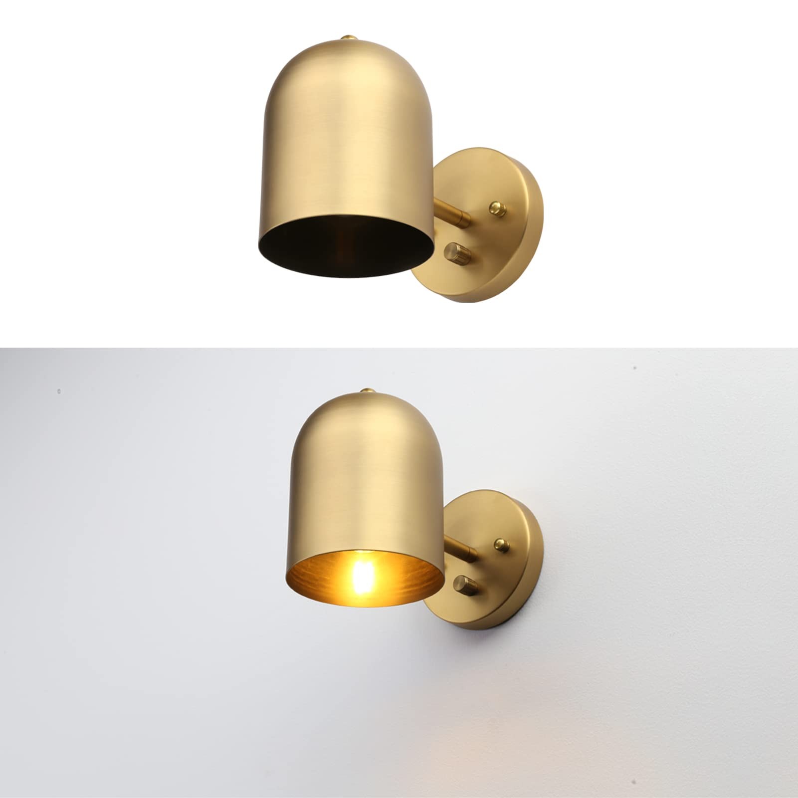 Pathson Set Of 2 Hardwired Wall Sconce Dimmer Switch Brass Finish Wall Light