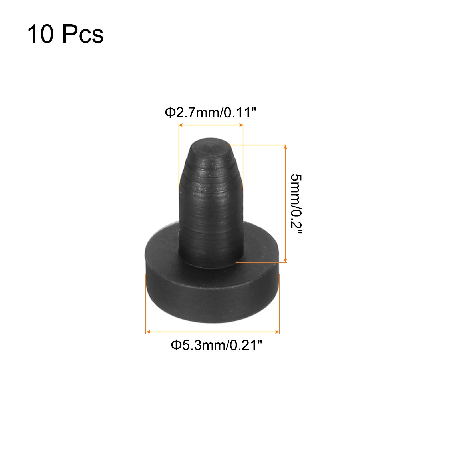 10 Pack 5.3x7x5mm High Temp Silicone PIPE Plug T-Shaped Solid Stopper Black
