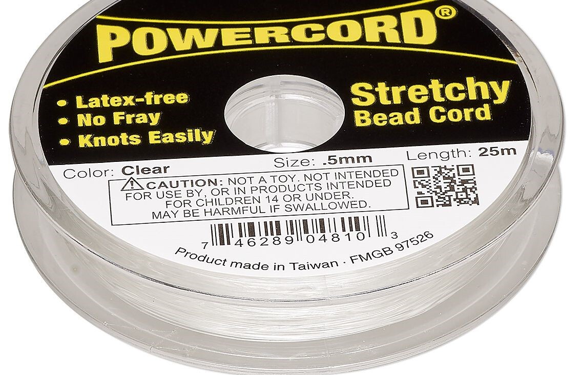 Cord, PowerCord, 25 Meter Spool Clear No Fray 0.5mm Round Elastic with 4lb Test