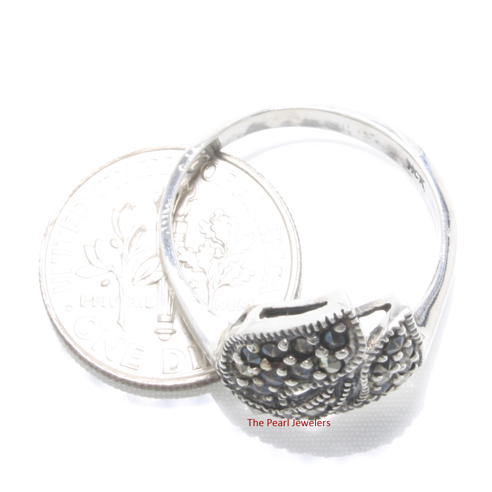 Sterling Silver Double Flame Marcasite Ring