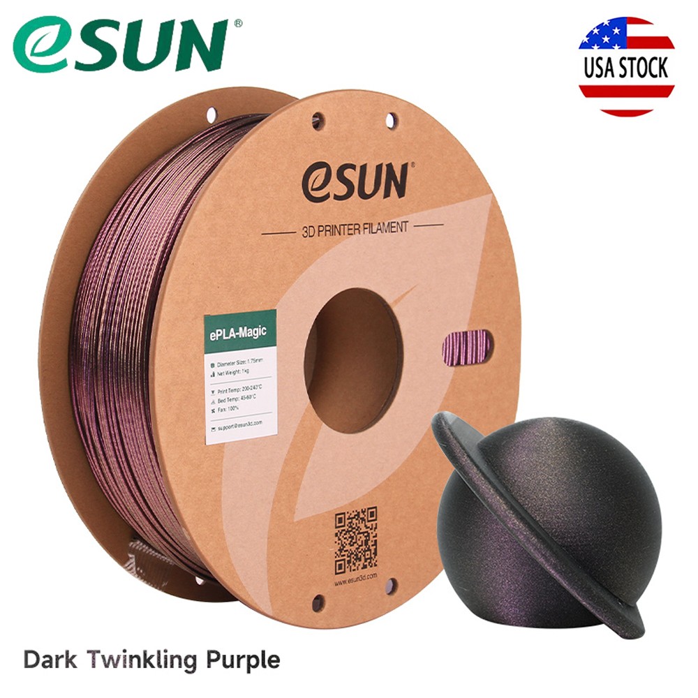 eSUN PLA 3D Printers Filament 1.75mm 1kg/Spool Magic Dark Twinkling Purple Gift
