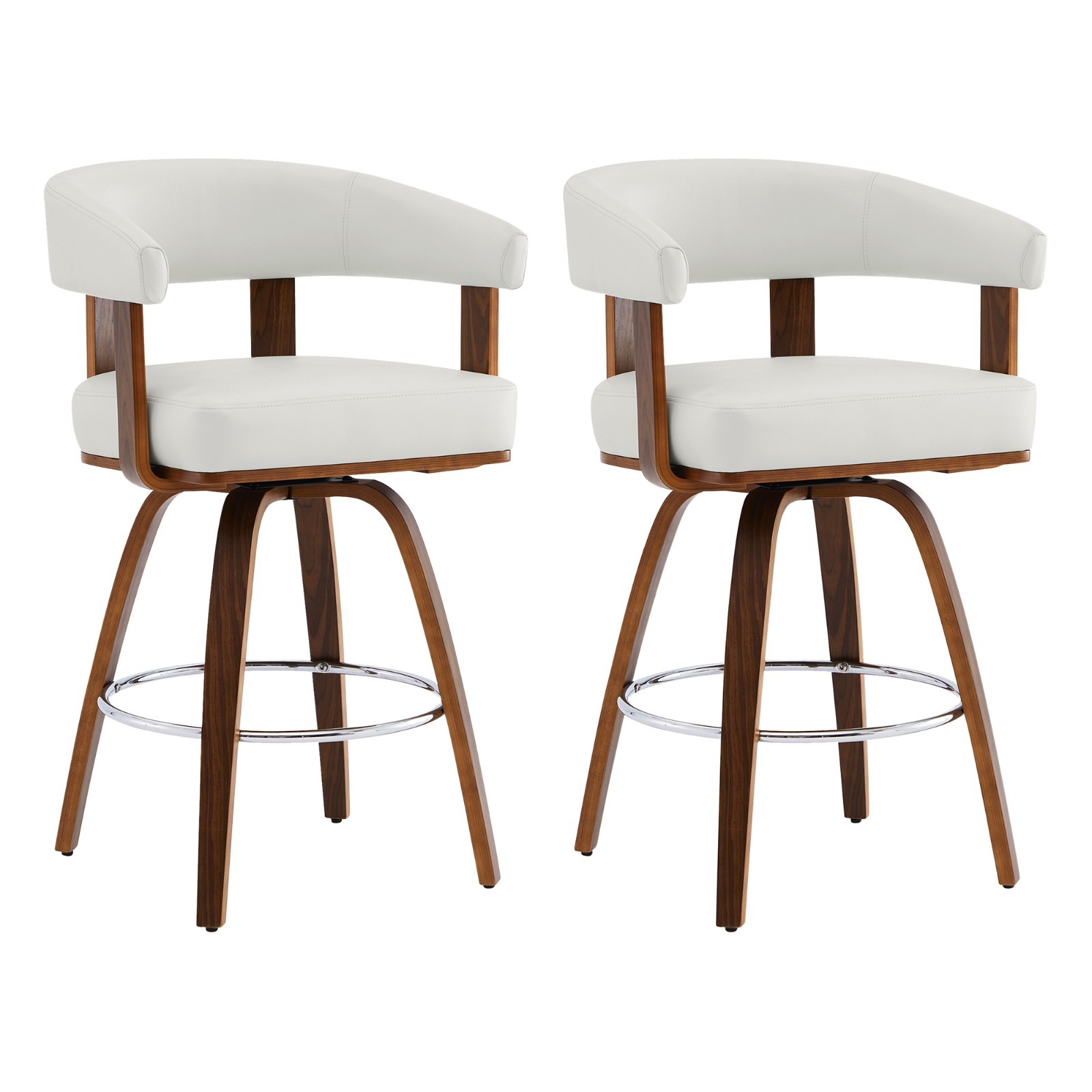 CHITA Swivel Counter Height Barstools Set of2,Upholstered Stools w/Back&Armrest