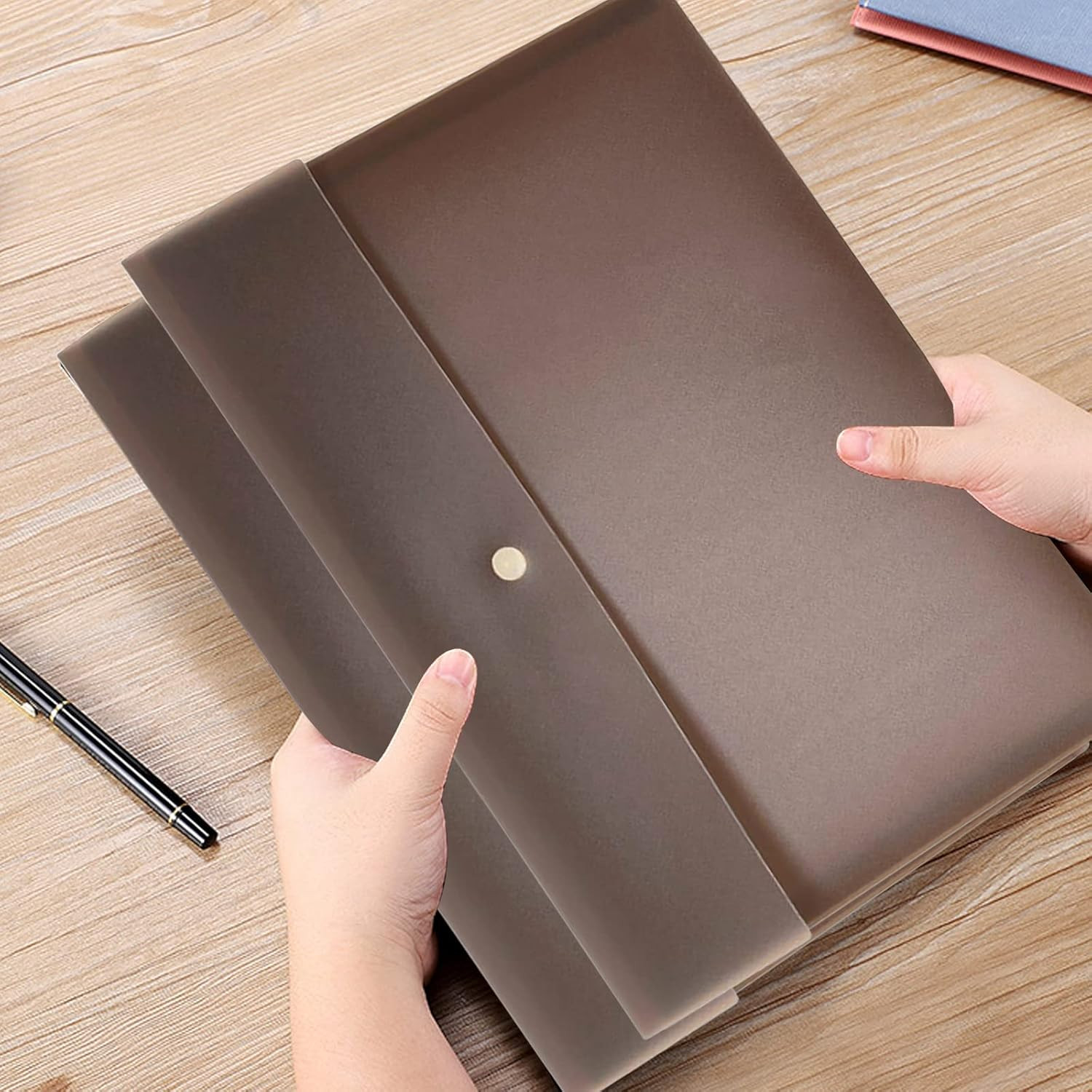 5 Pieces A4 Envelopes Folders for Paperwork Plastic Wallets Document Organizer w