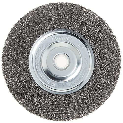 Forney 72745 Wire Bench Wheel Brush, Coarse Crimped with 1/2-Inch and 5/8-Inch