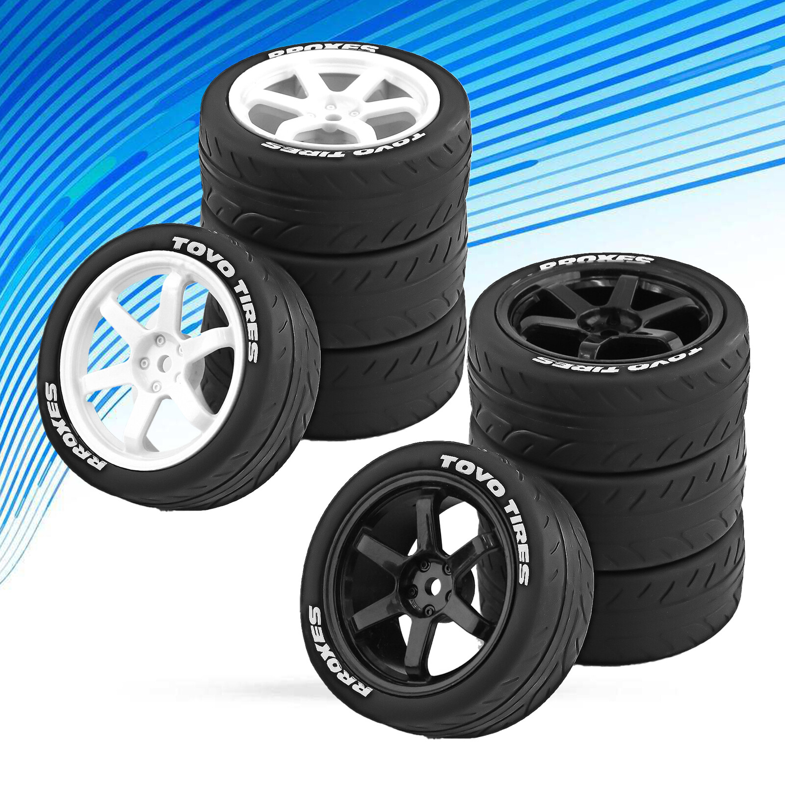 1/10 Rc Car 4PCS Wheels Tires Set For Hpi Rs4 Tamiya tt01e tt02 4tec