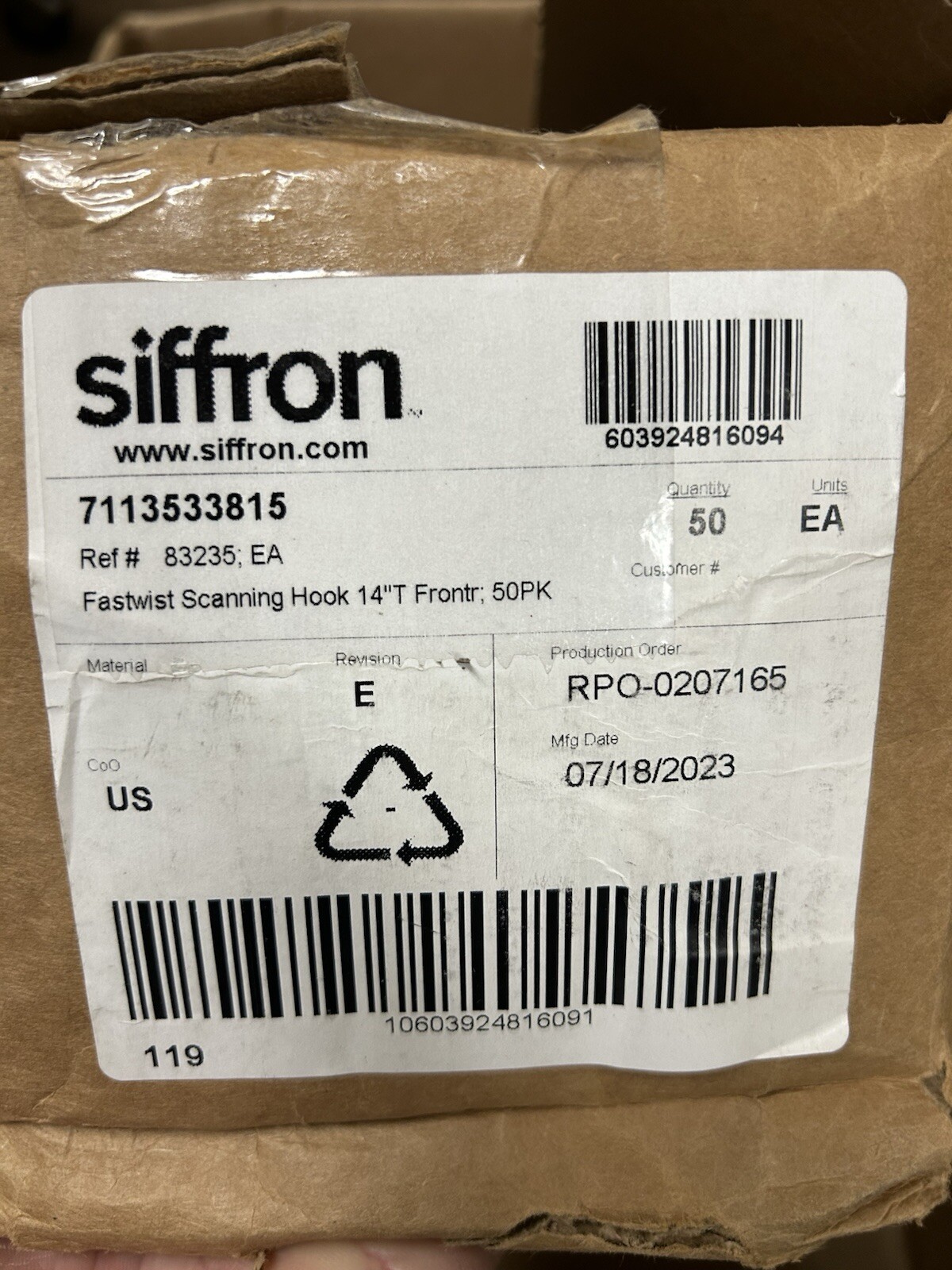 Siffron Fastwist 14” T-Front Scanning Hooks with Mounting Clips