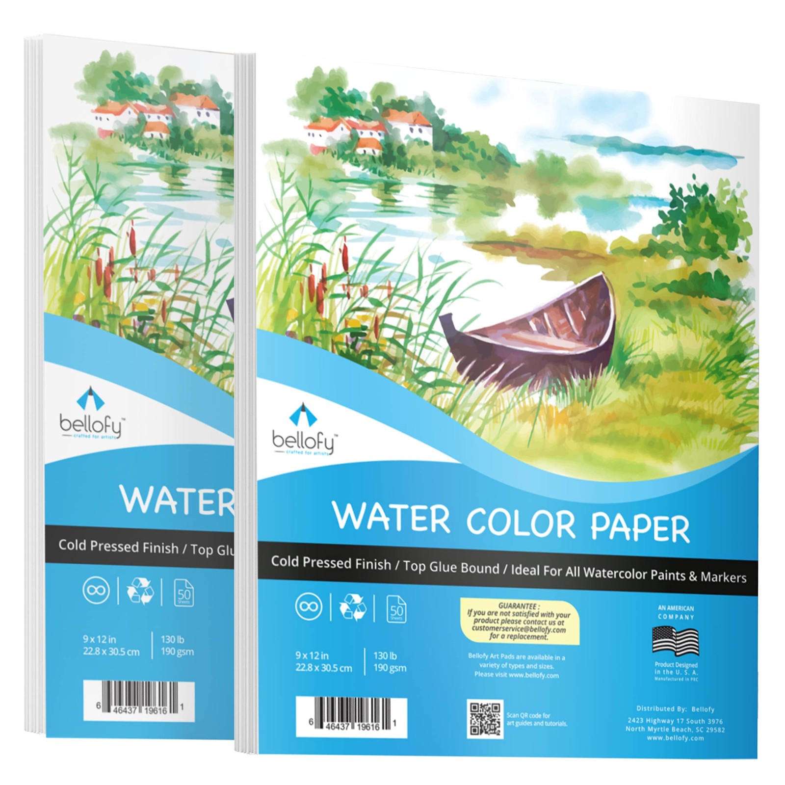 100 Sheets Watercolor Paper Pad 9x12 Inch Painting Sketchbook Artists DIY