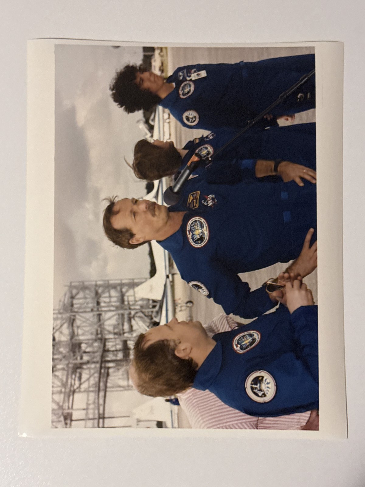 NASA STS-71 Commander Gibson Addresses Media At Landing Facility Press Photo