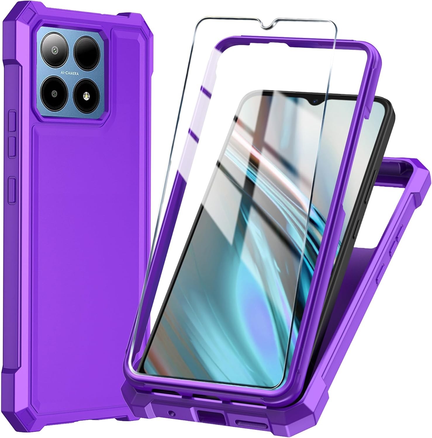 for Boost Summit 5G Phone Case with Tempered Glass Screen Protector,Slim Soft Si