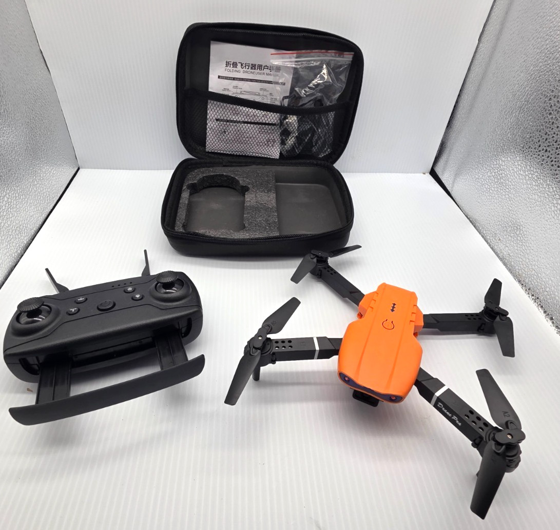 Orange Folding Drone w/ Camera, Remote Control w/ 1 touch feature take-off/Land