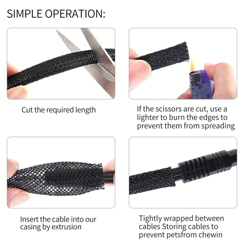 25ft - 1 Inch Cable Management Sleeve Protector,Wire Loom 1"-25ft, Black&Red
