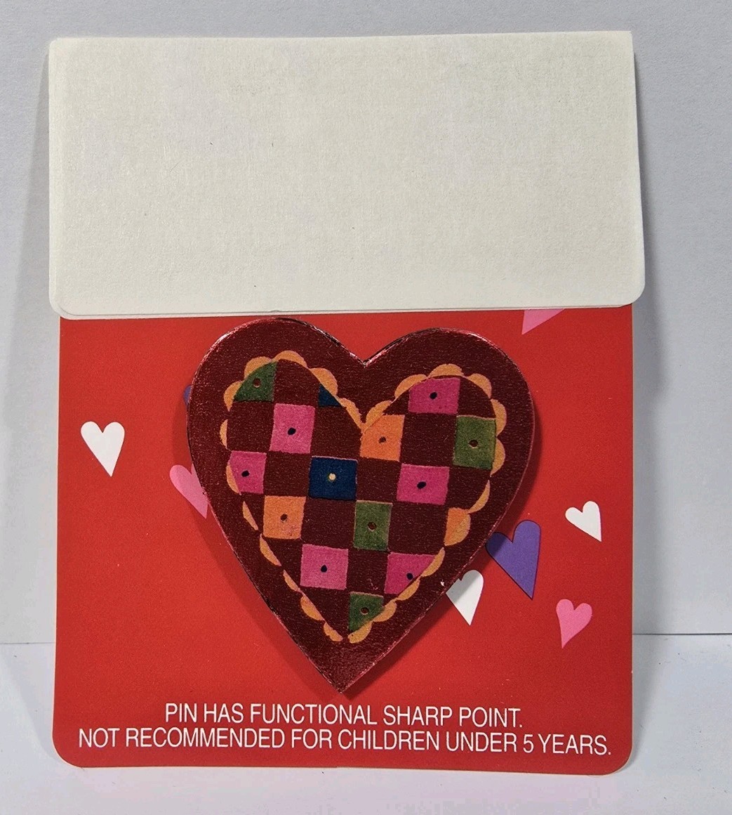 American Greetings Valentine's Heart Pins Button Brooches 90's - one per order