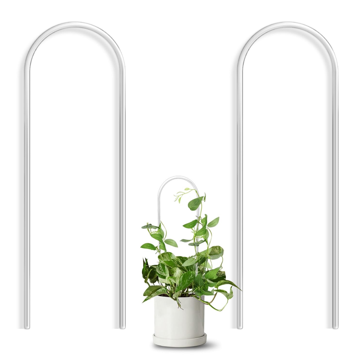 JETTIFY 2 Pack U-Shaped Clear Acrylic Trellis for Indoor Plants, Small Medium
