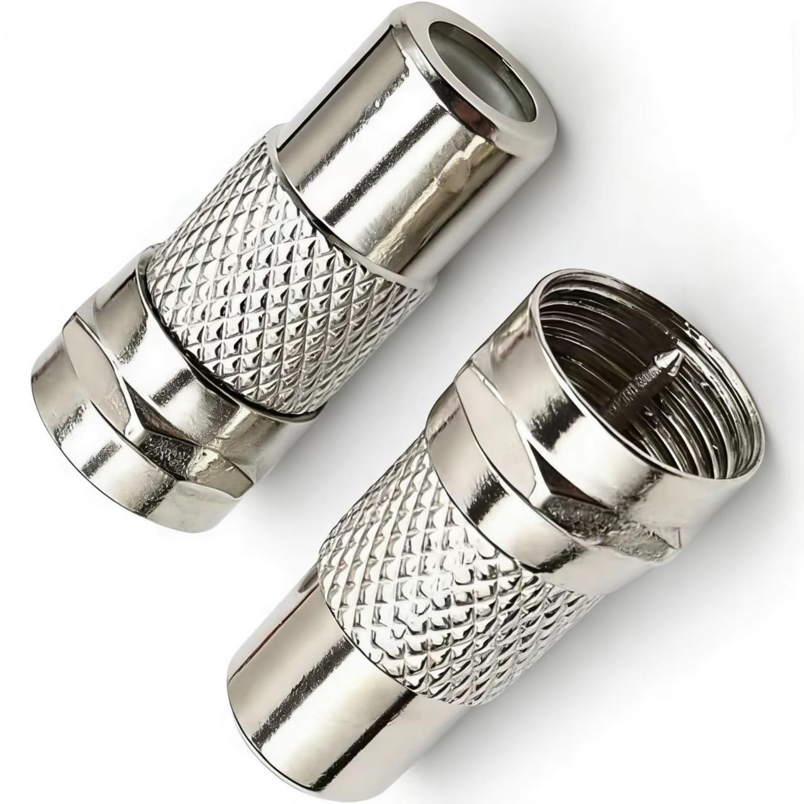 VGGUBKZ 2-Pack RCA to F-Type Coaxial Adapter, Female F-Plug Silver