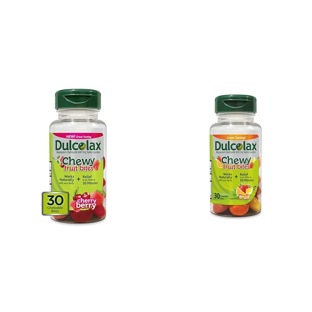 Dulcolax Chewy Fruit Bites, Saline Laxative, Cherry Berry & Assorted Fruit...