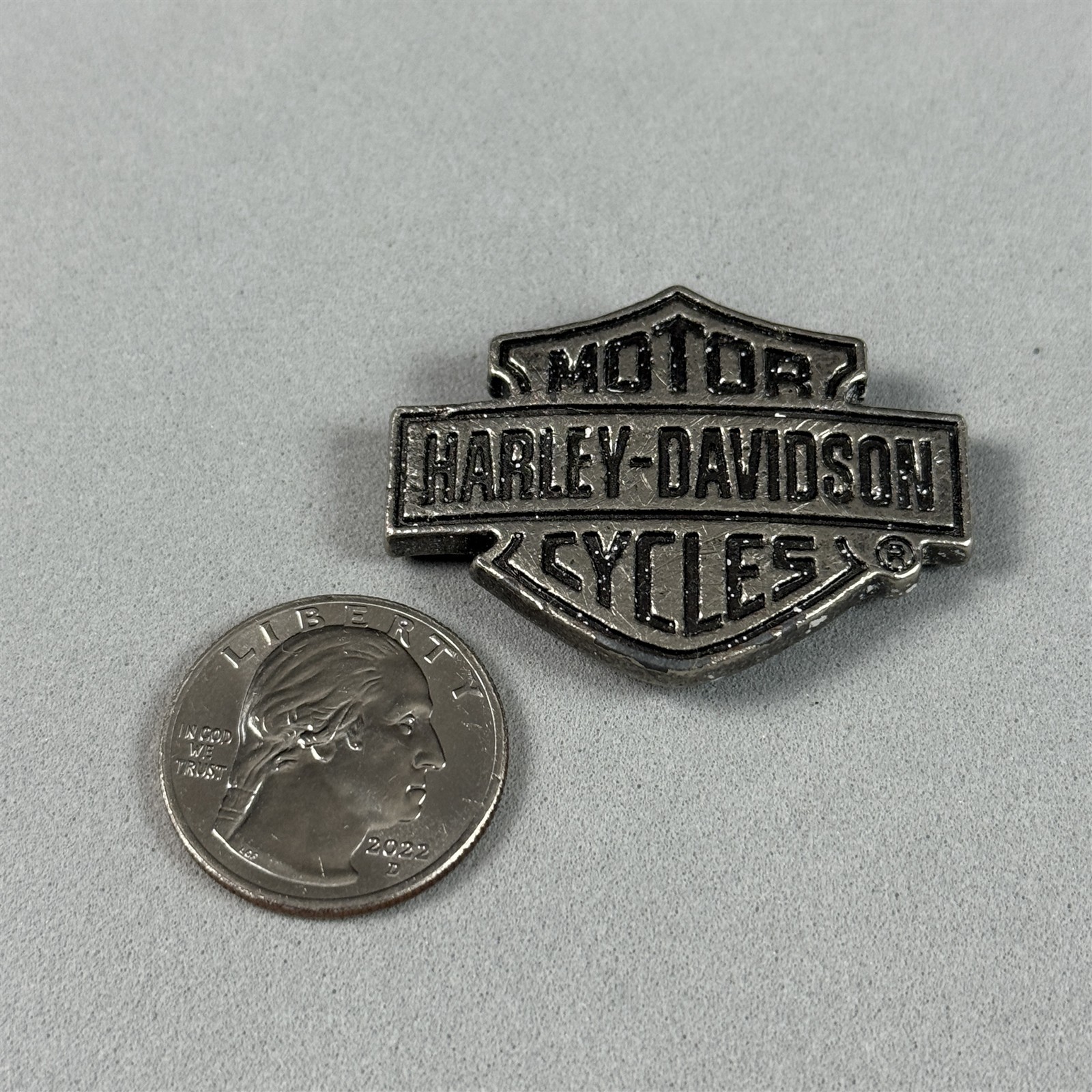 Harley Davidson Motorcycles Silver Tone Metal Badge Emblem 1.5" Size #55993