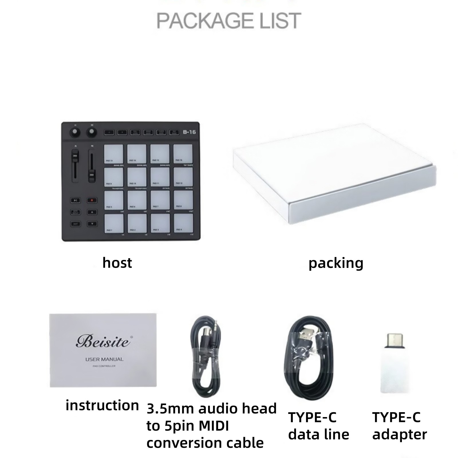 16 Fat RGB Illuminated Beat Pads MIDI Pad Controller Beat Maker Machine