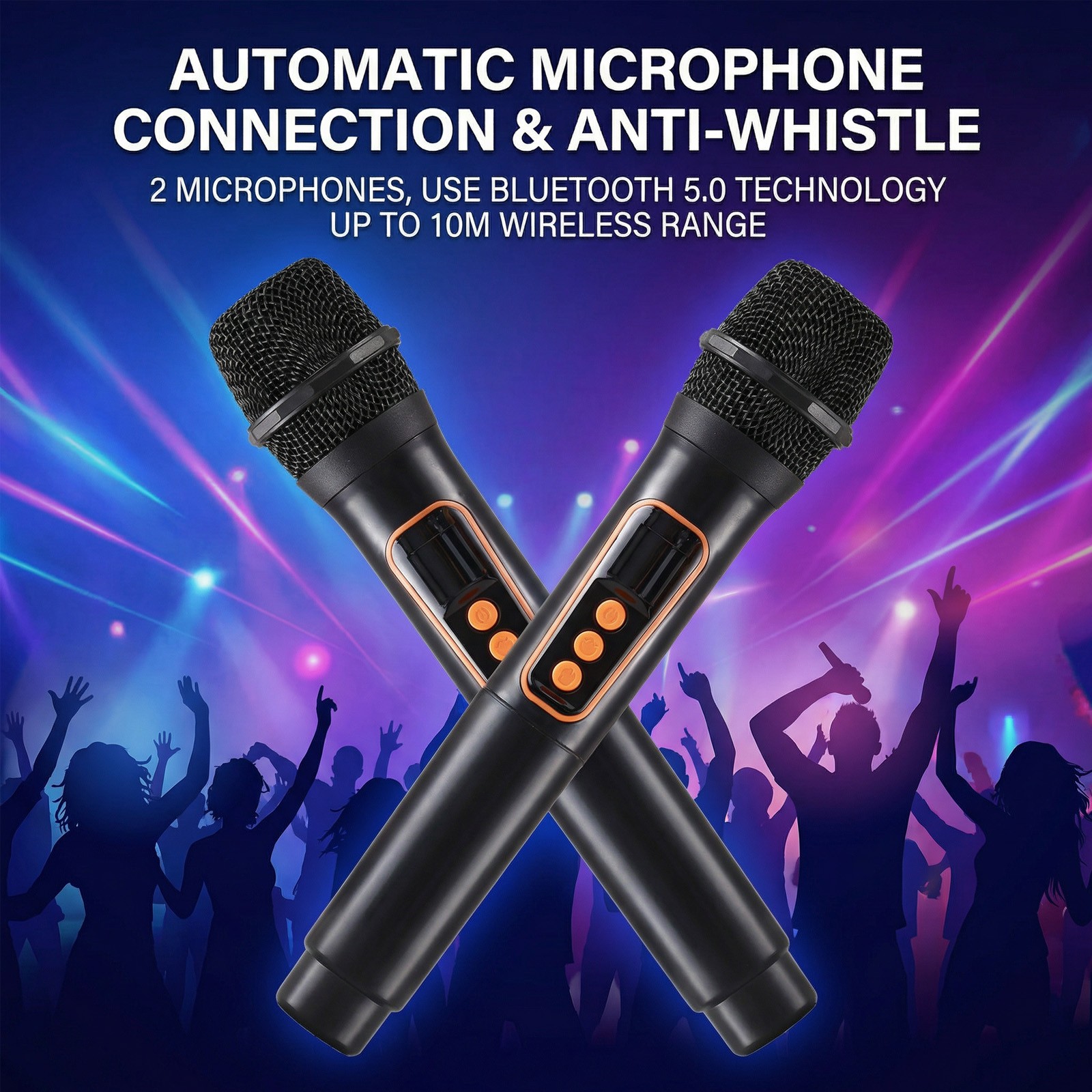 Dual 15" Massive Speaker Wireless Mic TWS PA System Party Speaker LED Lights USB