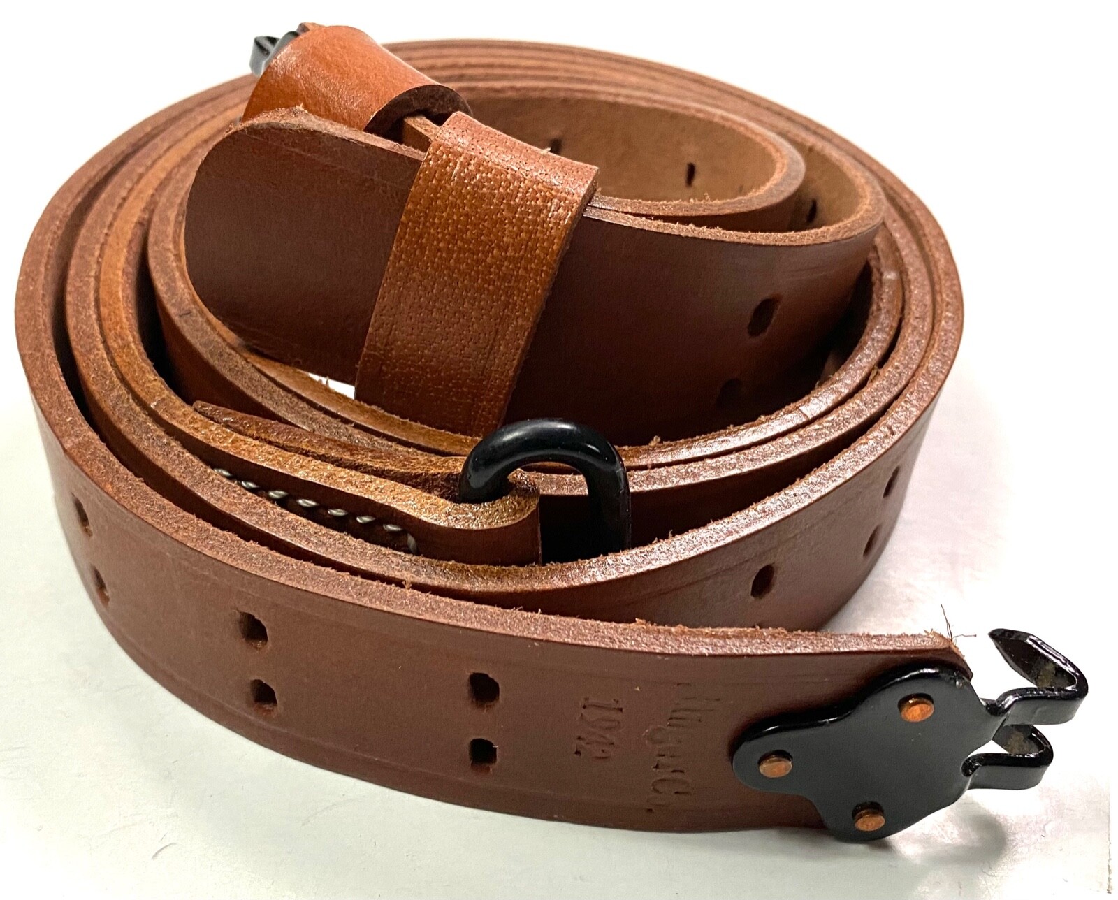 WWII US M1903 SPRINGFIELD RIFLE M1907 LEATHER CARRY SLING-MAKER MARKED