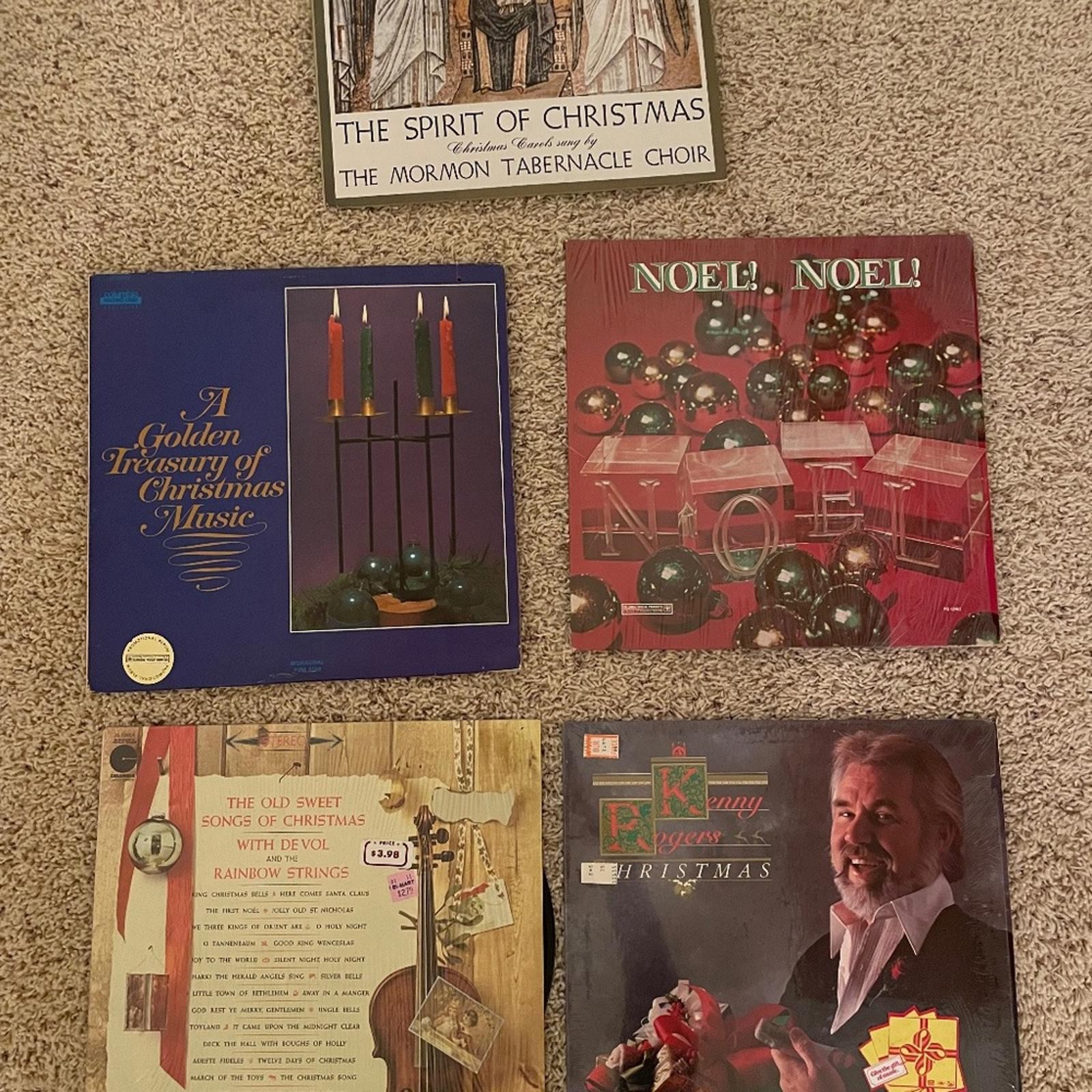 Lot of 5 Christmas Vinyl 12" Records Mormon Tabernacle Kenny Rogers Holiday
