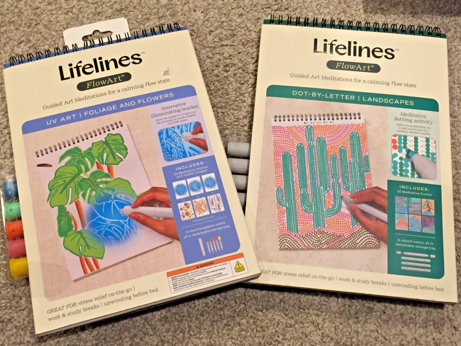 2pk Lifelines Flow art Dot By Letter Landscapes & FOLIAGE & Flowers LOT of 2 NEW