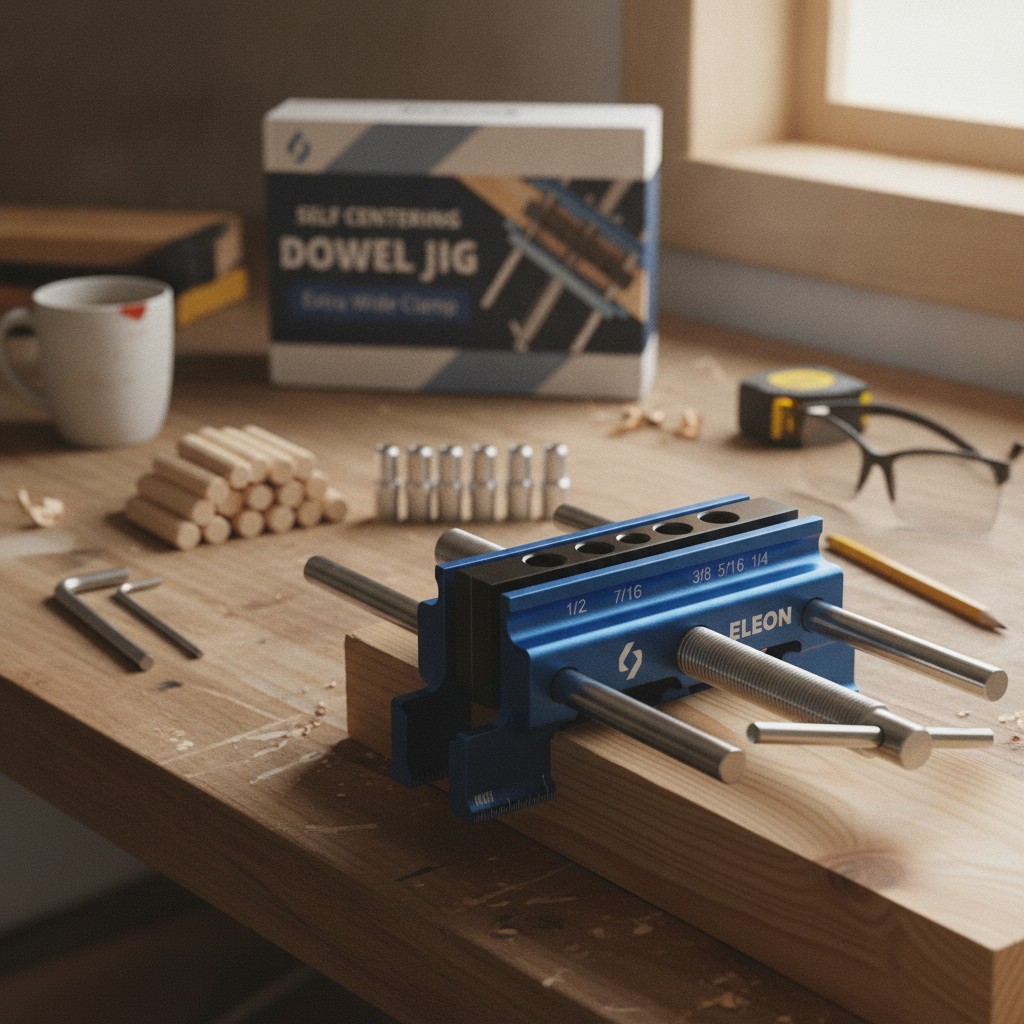 Self Centering Dowel Jig with Elongated Jaws & Extra Wide Clamp up to 6.7" - ...
