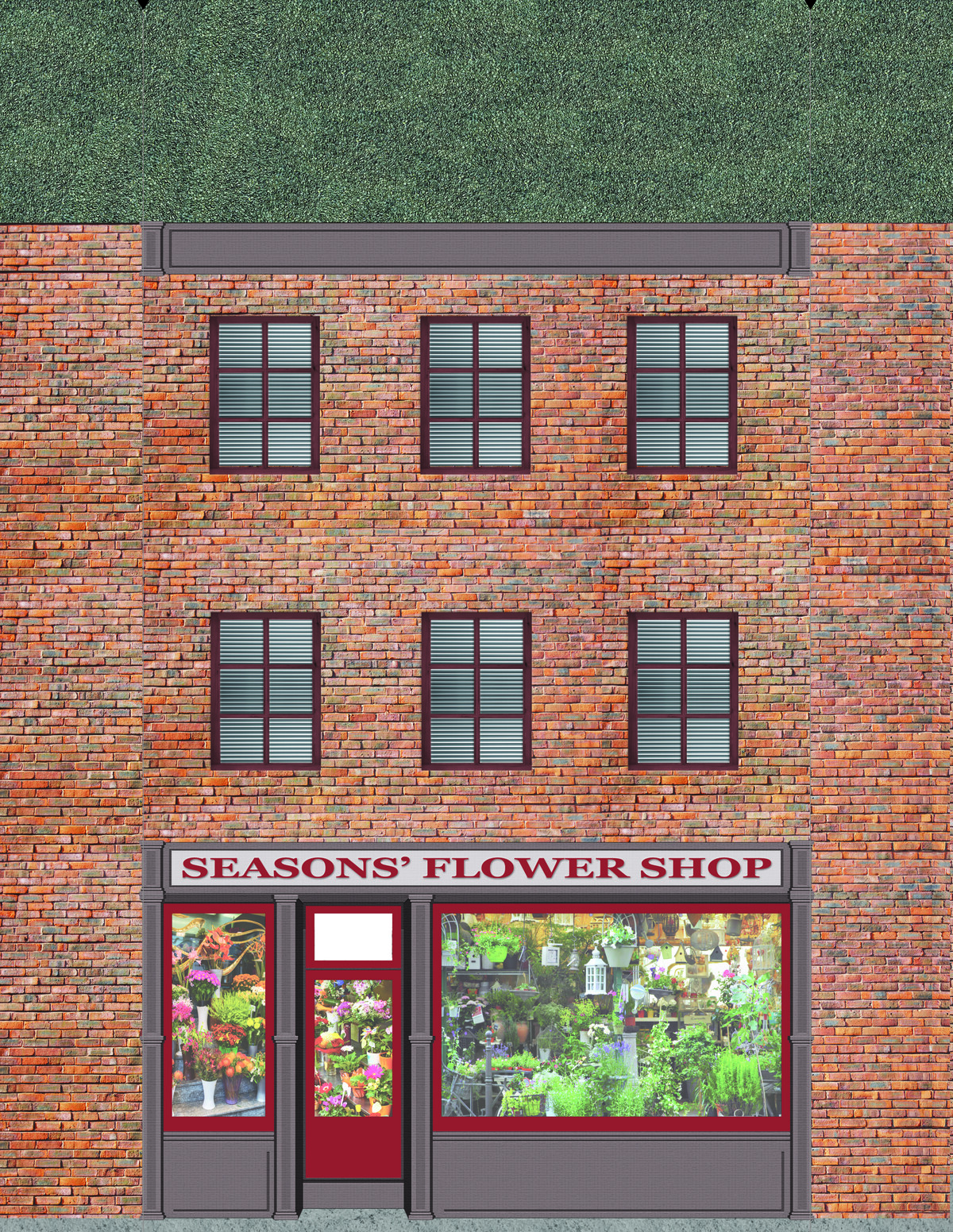 10 Strorefront Flat Buildings for Backgrounds for O Scale Train Layout