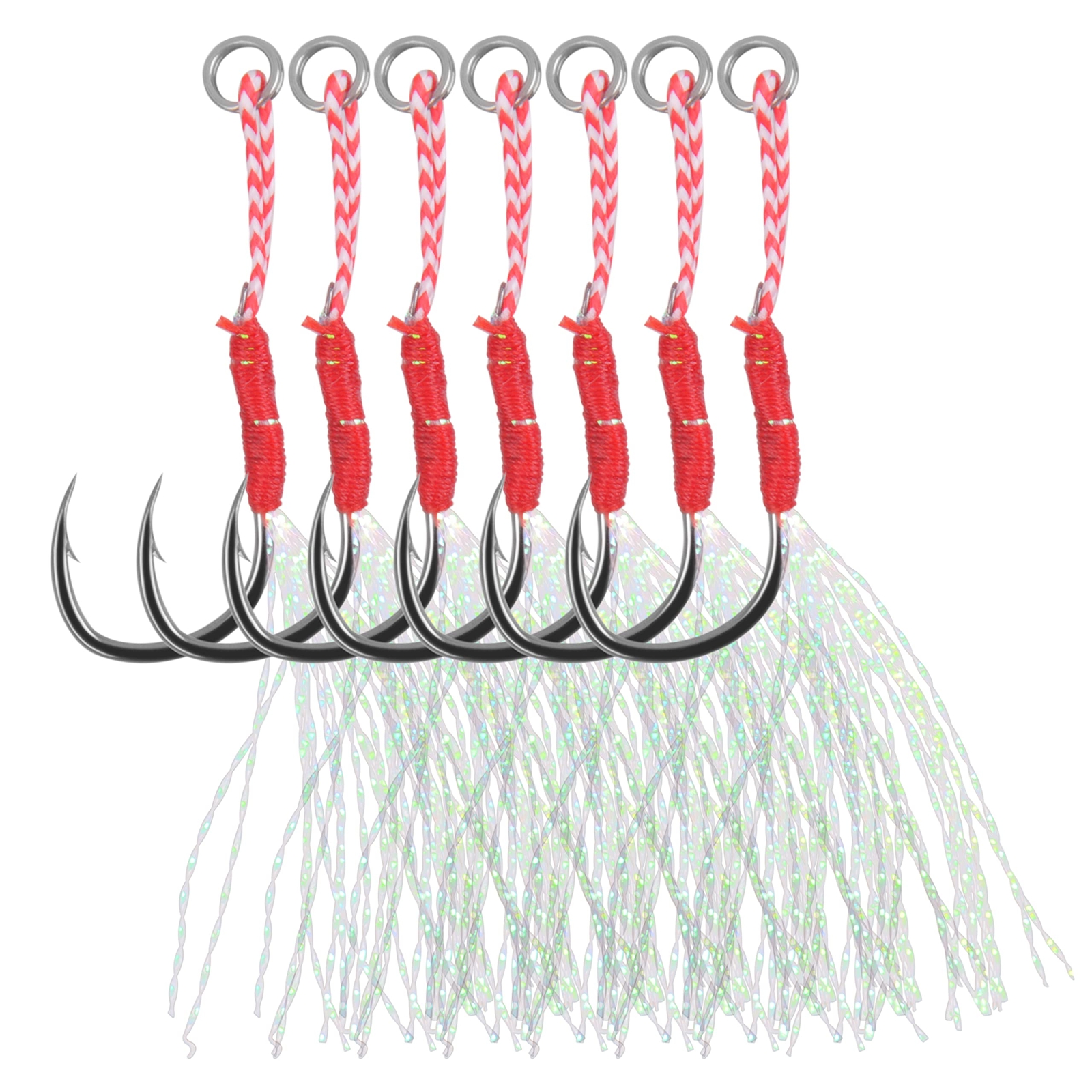 Jigging Assist Hooks with Bucktail Teaser Kit 35pcs Assist Hooks Saltwater fo...