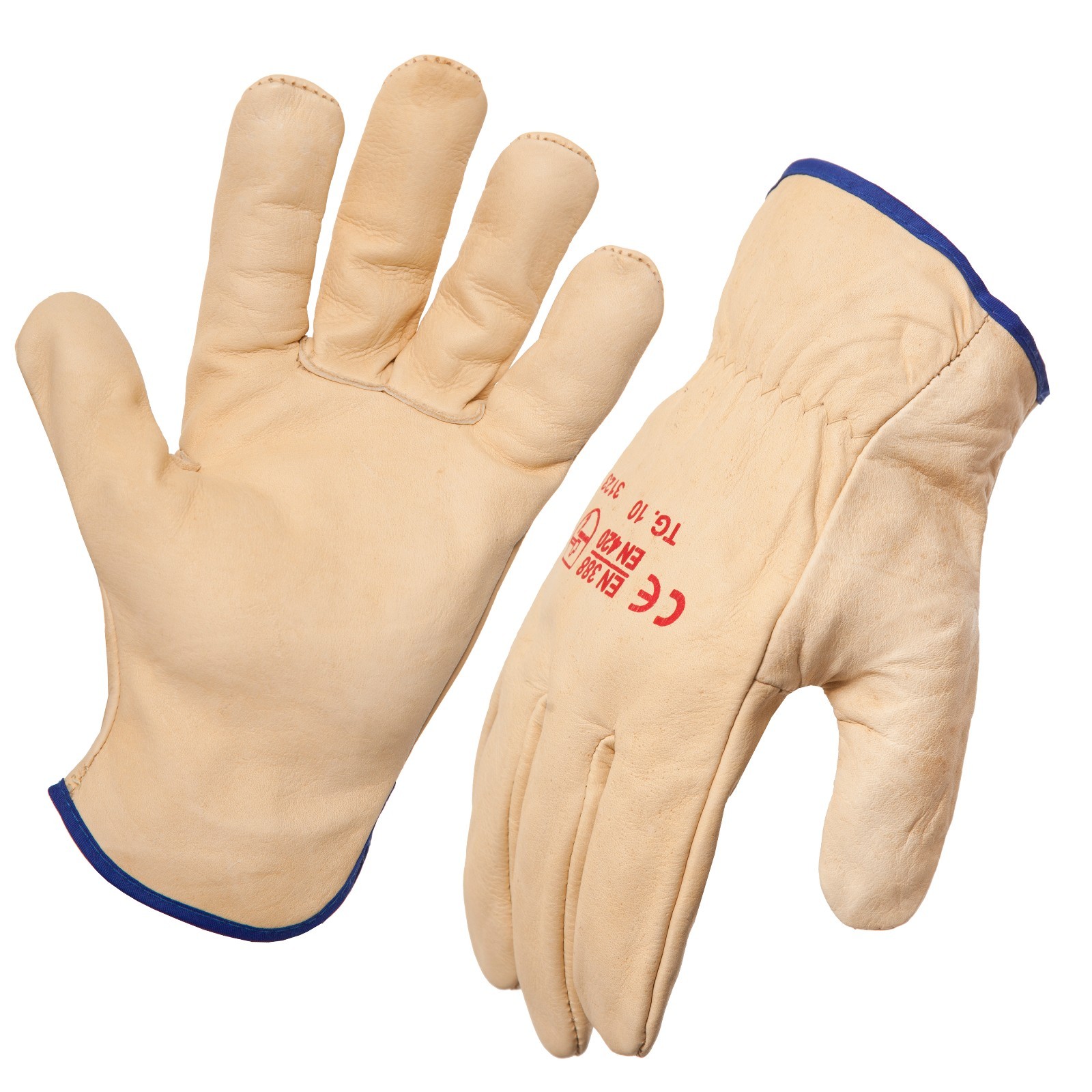 12 Pack - Premium Protective Leather Riggers Gloves. Style No: 743341.