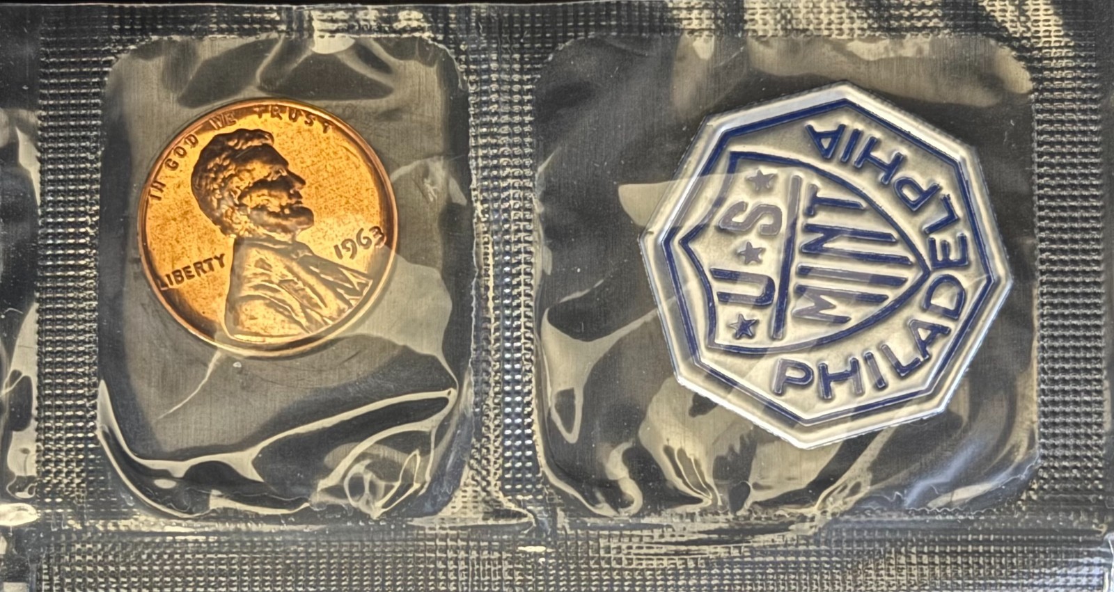 1963 PROOF MEMORIAL CENT BU RED FROM PROOF SET - IN CELLO from US MINT