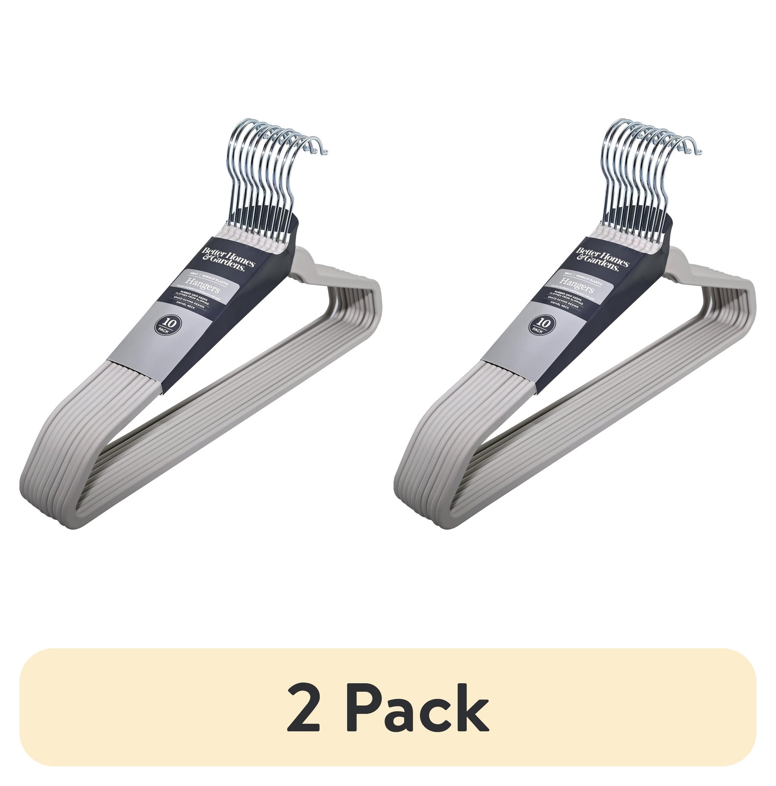 (2 pack) Better Homes & Gardens Non-Slip Rubberized Hangers – 10-Pack, Beige