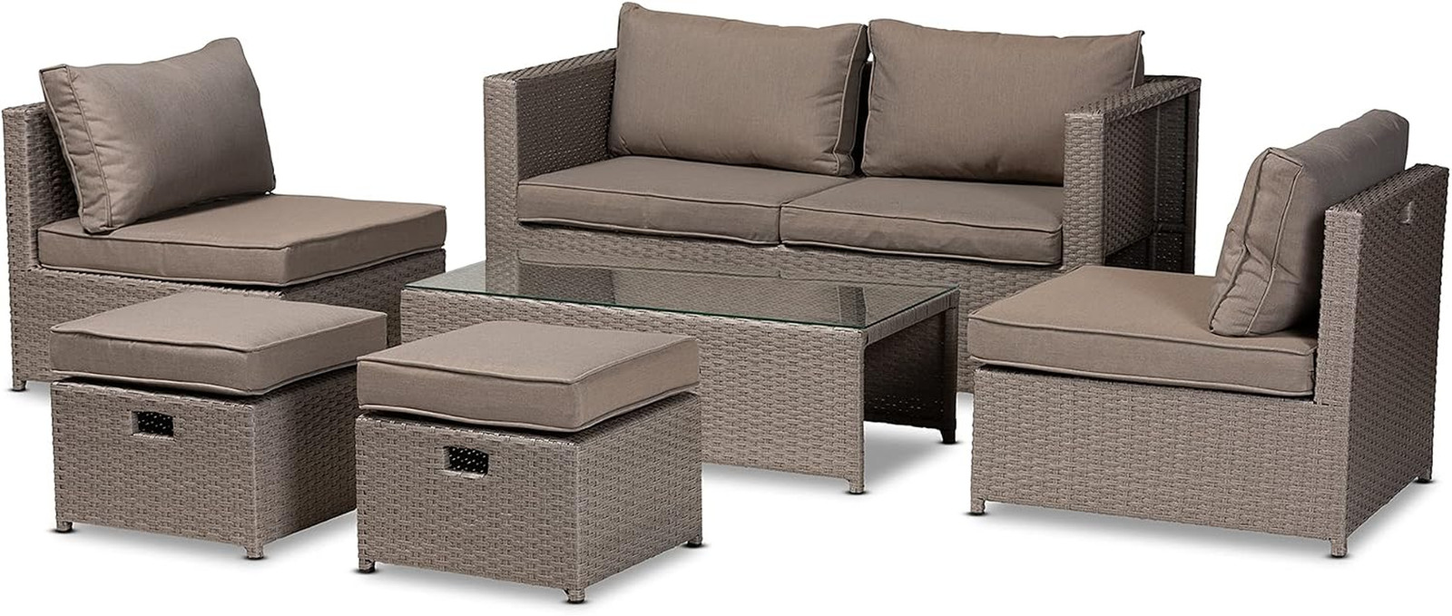 Haina Modern and Contemporary Grey Fabric Upholstered and Grey Finished Syntheti