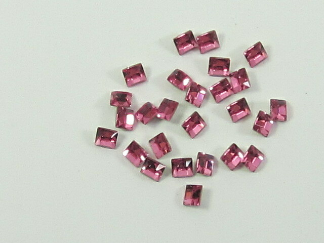 36pcs 3mm ROSE SQUARE FOILED POINTED BACK European Rhinestones
