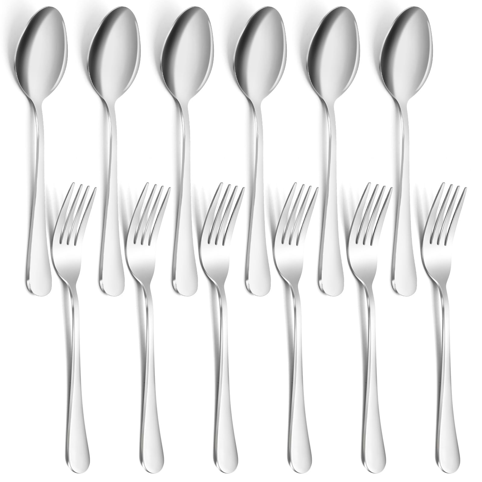Set of 12 Stainless Steel Dinner Forks and Spoons Silverware Set Heavy-Duty