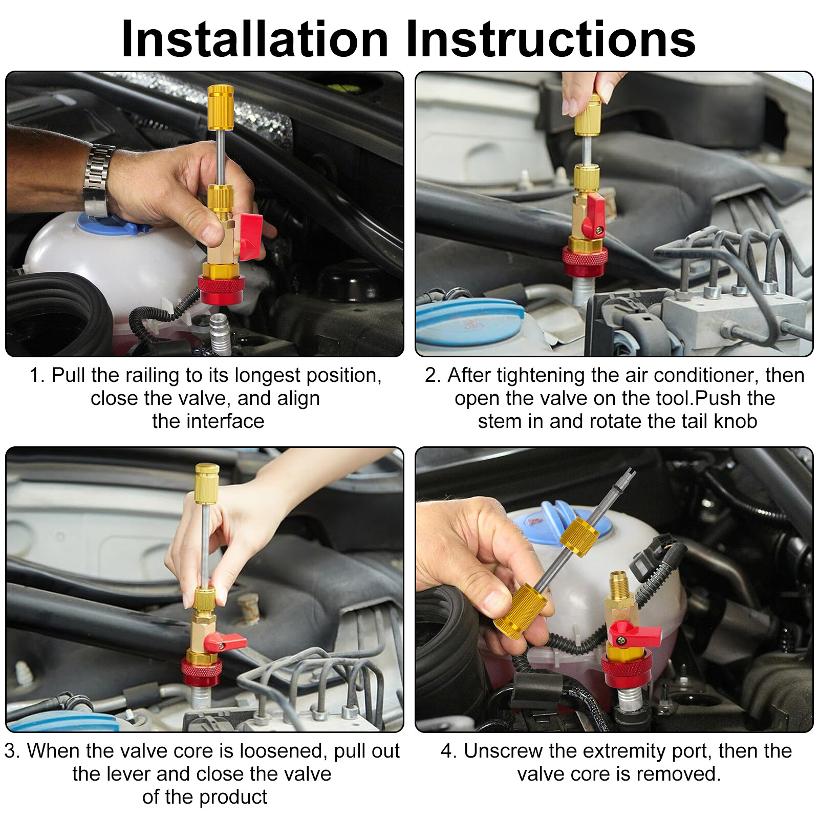 Car A/C R134A System Valve Core Quick Remover Installer Tools High Low Pressure