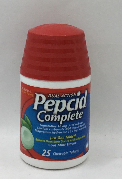 Pepcid Complete Acid Reducer + Antacid Chewable Tablets Mint 25 ct EXP 10/26