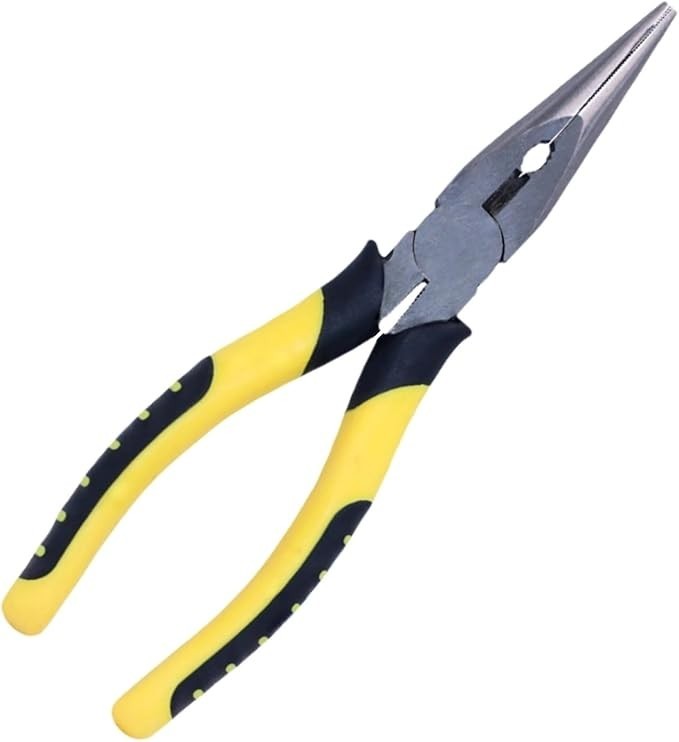 8-Inch Heavy Duty Needle Nose Pliers – CRV Steel, Soft Grip with Wire Cutter, Lo