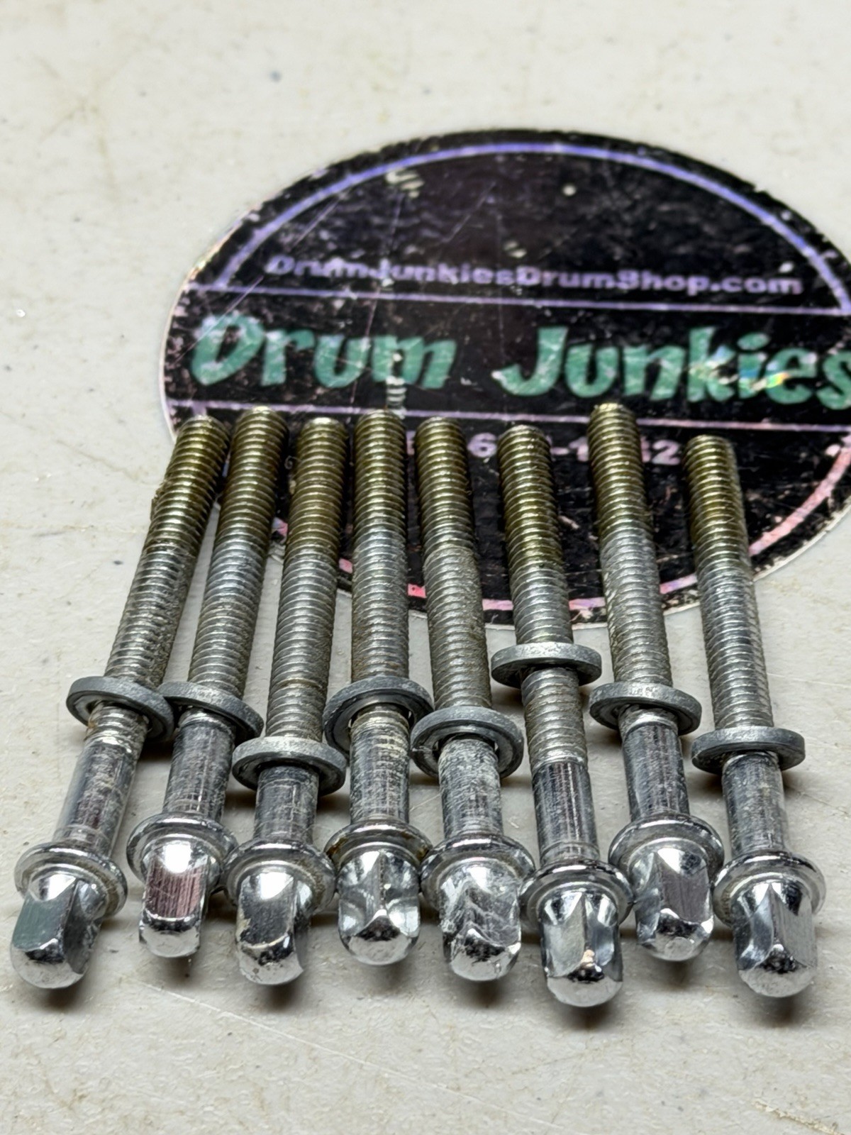 (8) VINTAGE 1980's LUDWIG ROCKER SERIES FLOOR TOM DRUM TENSION RODS-VG!