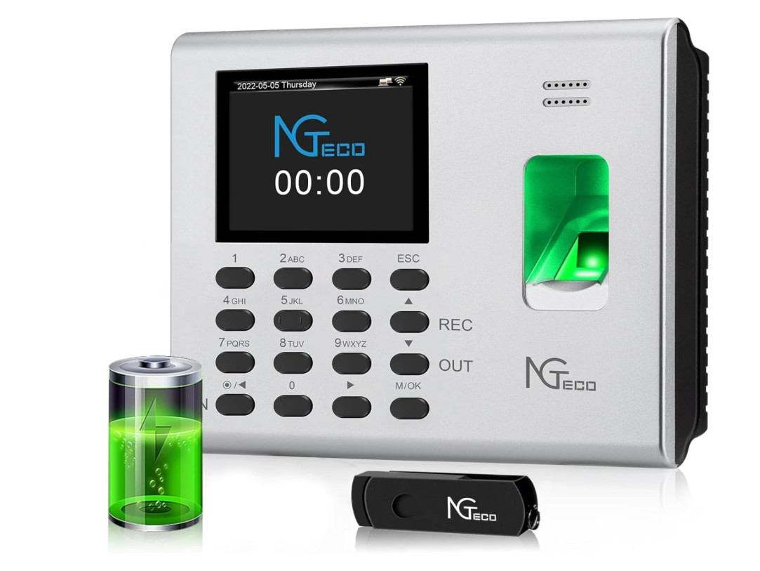 Time Clock for Small Business, 2.4GHz WiFi Fingerprint Employee Time Card Machin