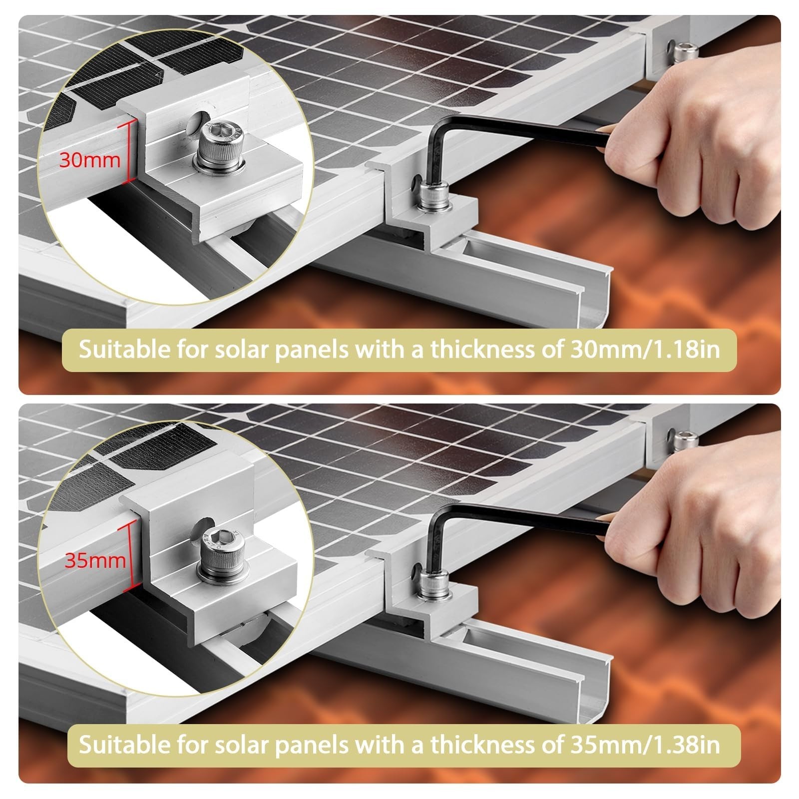 Anbte Solar Panel Bracket Kit, 6 Pcs 7.87 in Aluminium Solar Panel Mounting R...