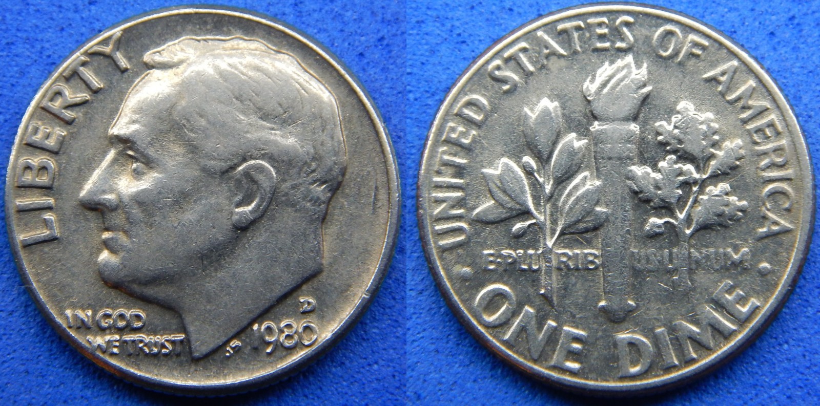 1980 D. Roosevelt Dime / DDO-RPM. /  FREE SHIPPING.