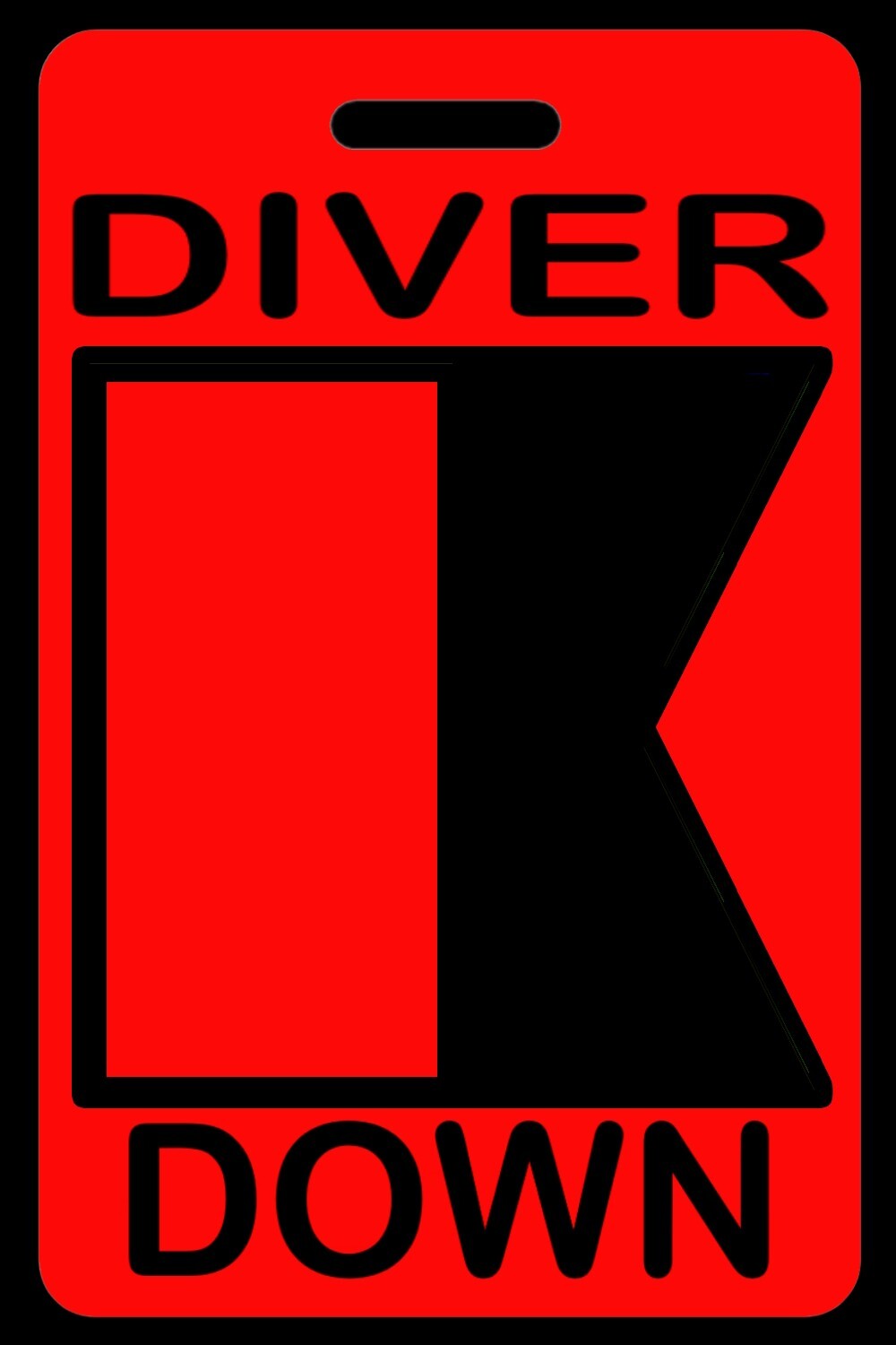 Hi-Viz Red Personalized "Diver Down" Alpha Flag Luggage/Gear Bag Tag