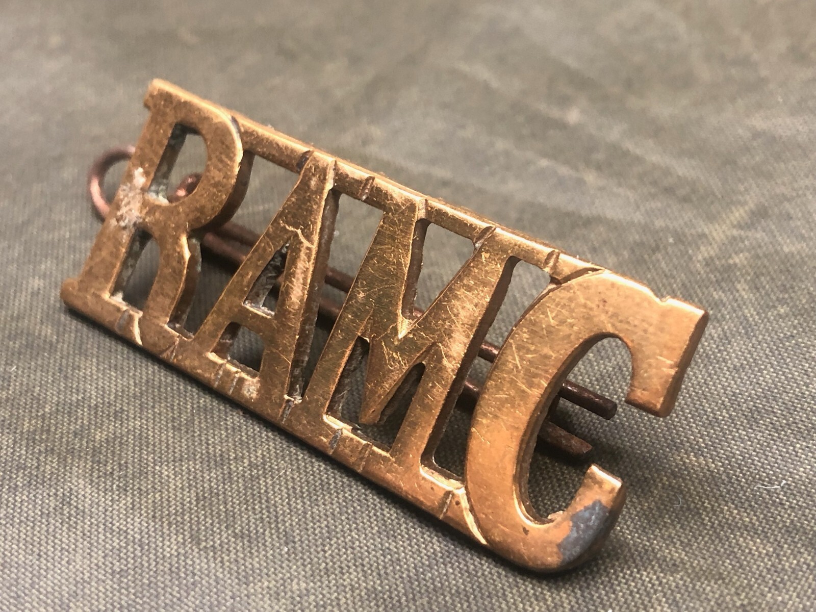 Genuine British Army Brass Shoulder Title - Royal Army Medical Corps