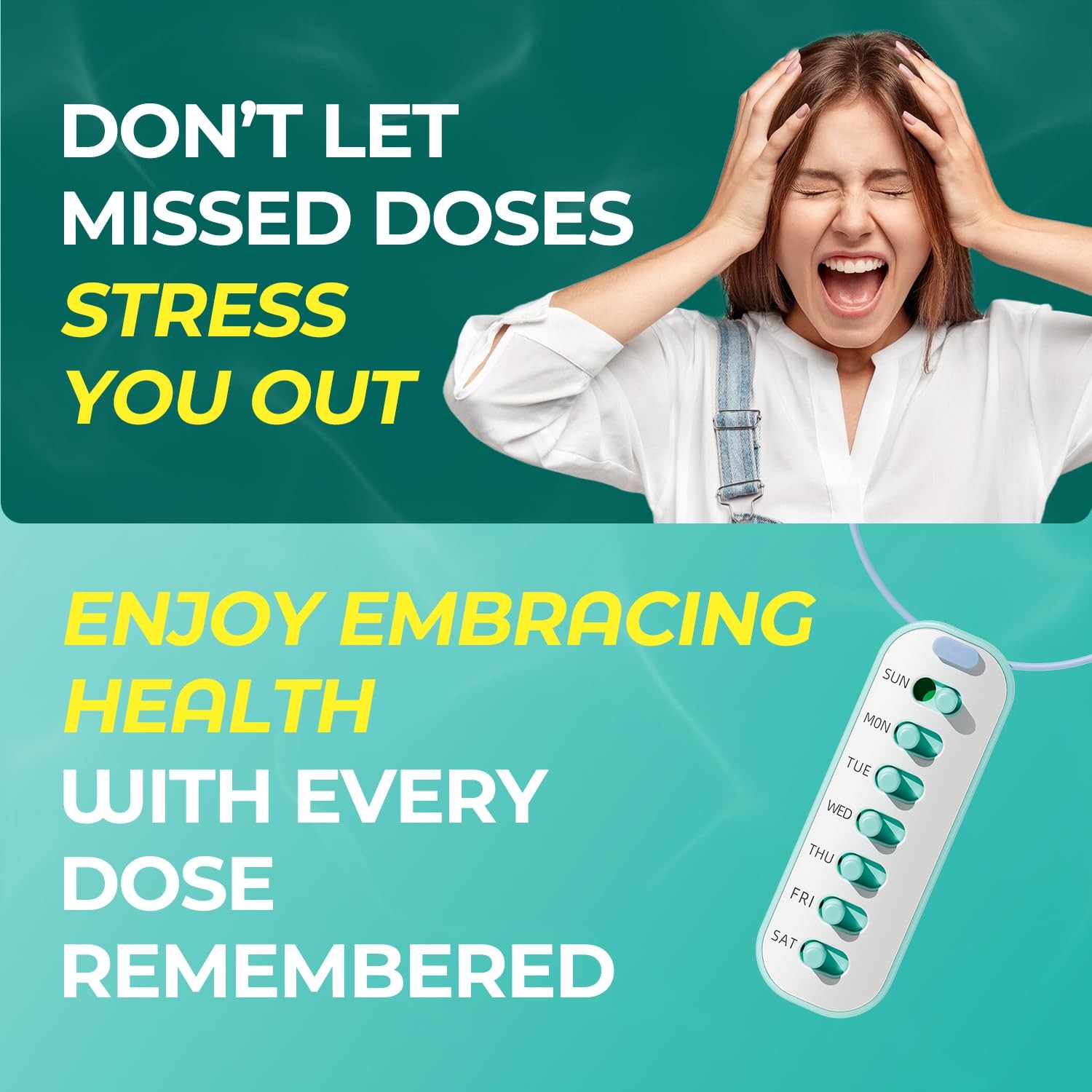 4 Pack Pill Reminder, Lanyad or Sticker Pill Tracker, Work with Most Bottles,