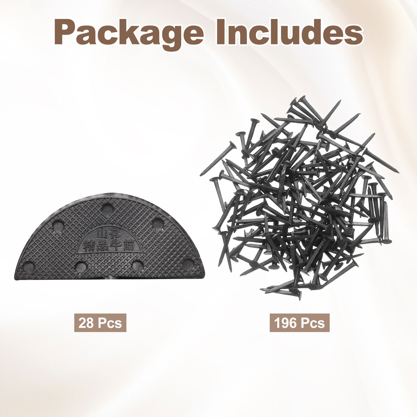 For 28 Piece Heel Rubber Set with 196 Screws, Black