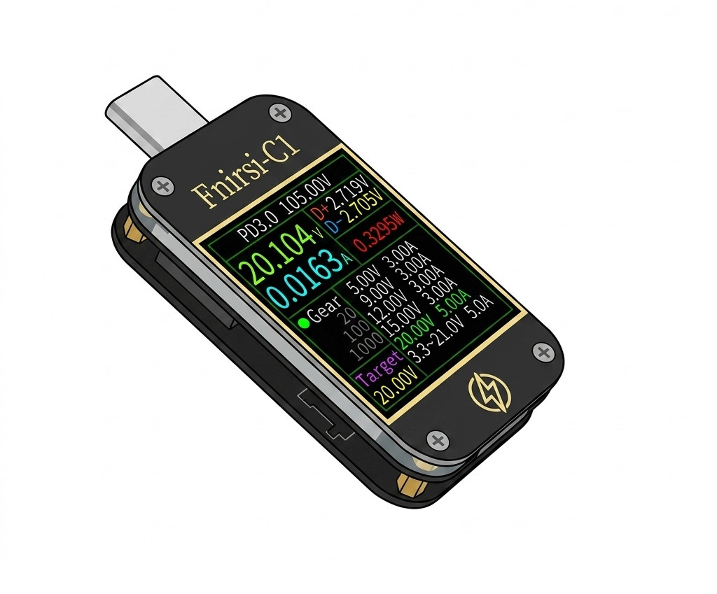 FNIRSI-C1 Type-C PD Trigger USB-C Voltmeter Ammeter Fast Charging Protocol Test
