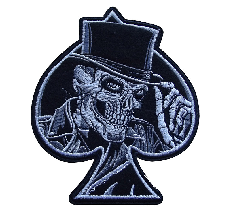 ACE of  SPADES w/ SKULL SKELETON Embroidered Jacket Vest Patch Motorcycle Biker